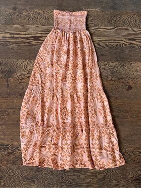 Eha Culture Strapless Dress with Burnt Orange Quilt Print